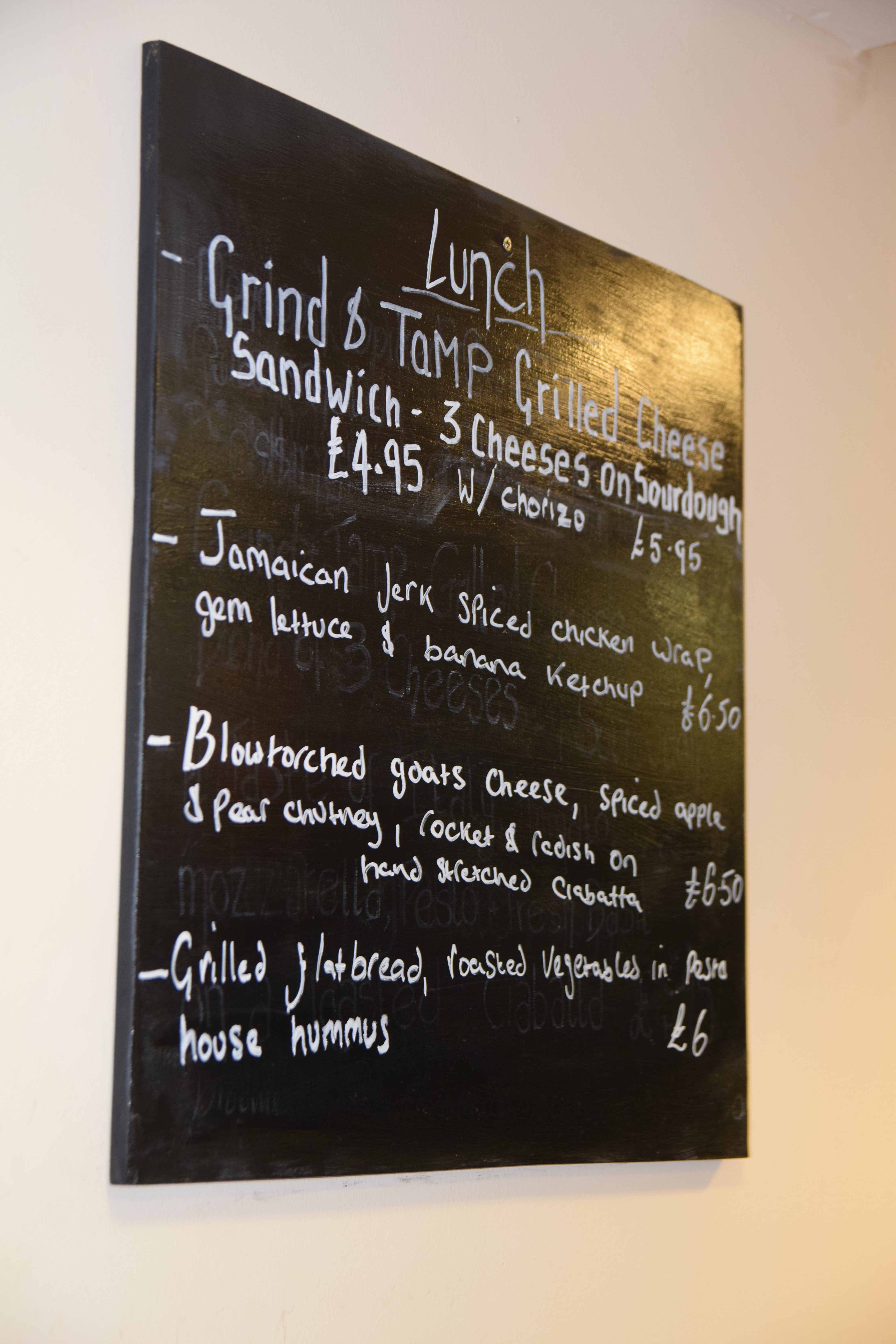 Grind and Tamp Lunch Menu